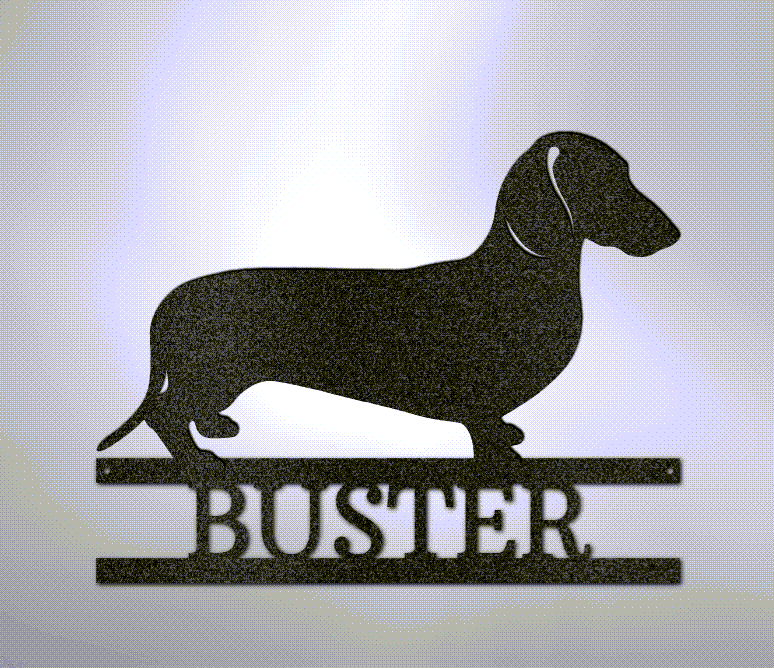 Dachshund Monogram Powder Coated Steel Sign - Short Hair, Long Hair, Wire Hair