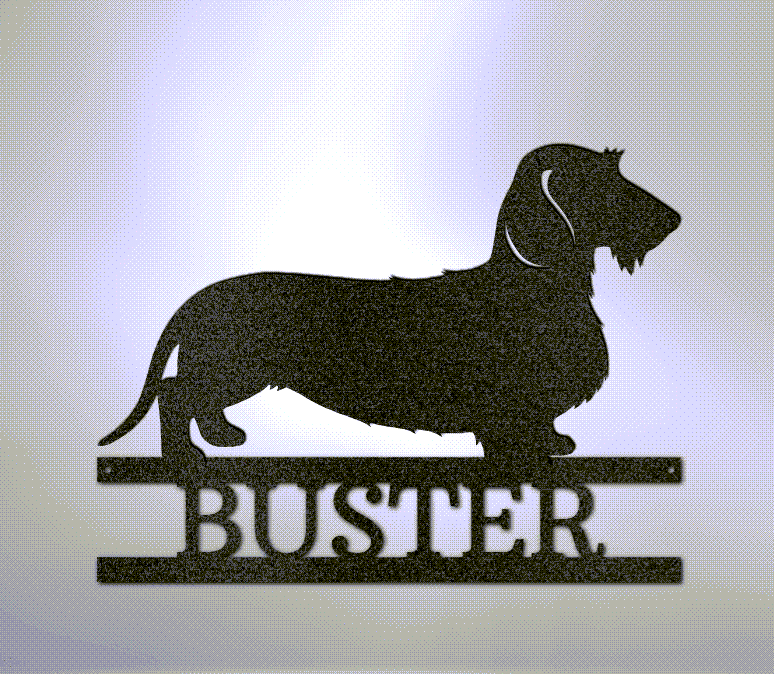 Dachshund Monogram Powder Coated Steel Sign - Short Hair, Long Hair, Wire Hair