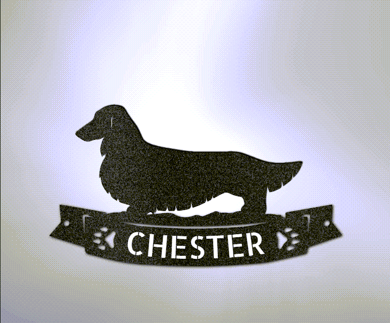 Dachshund Banner Monogram Powder Coated Steel Sign - Short Hair, Long Hair, Wire-Hair
