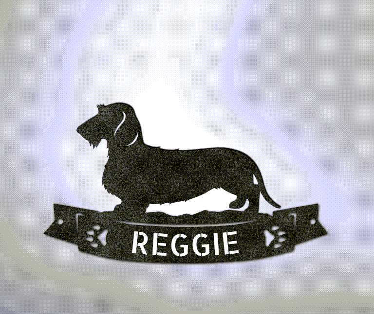 Dachshund Banner Monogram Powder Coated Steel Sign - Short Hair, Long Hair, Wire-Hair