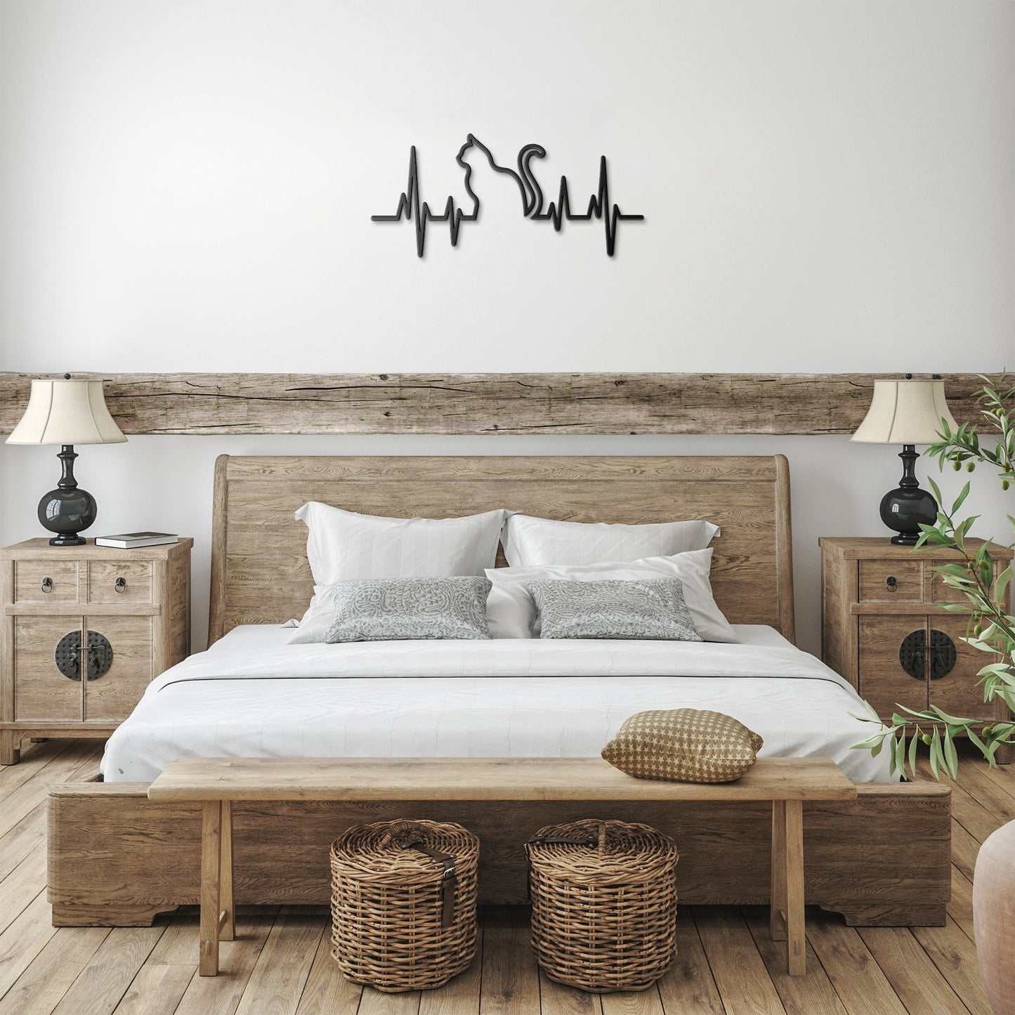 Cat Heartbeat Metal Wall Art, Die-cut Metal Sign