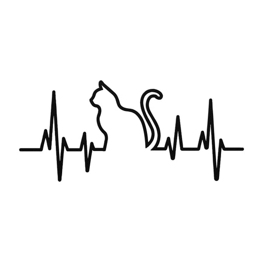 Cat Heartbeat Metal Wall Art, Die-cut Metal Sign