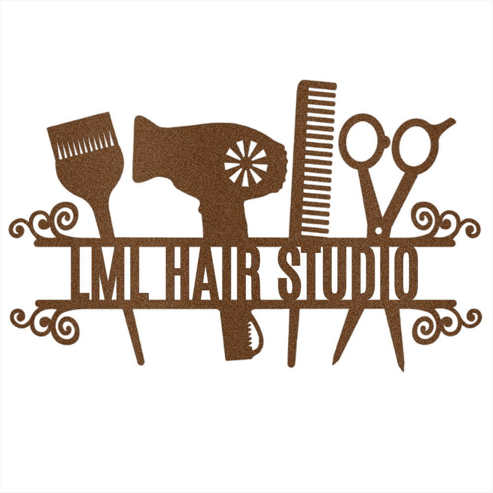 Personalized Hair Salon Monogram, Hairdresser Logo Powder Coated Steel Sign