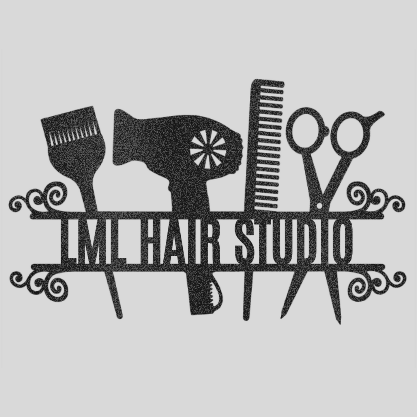 Personalized Hair Salon Monogram, Hairdresser Logo Powder Coated Steel Sign