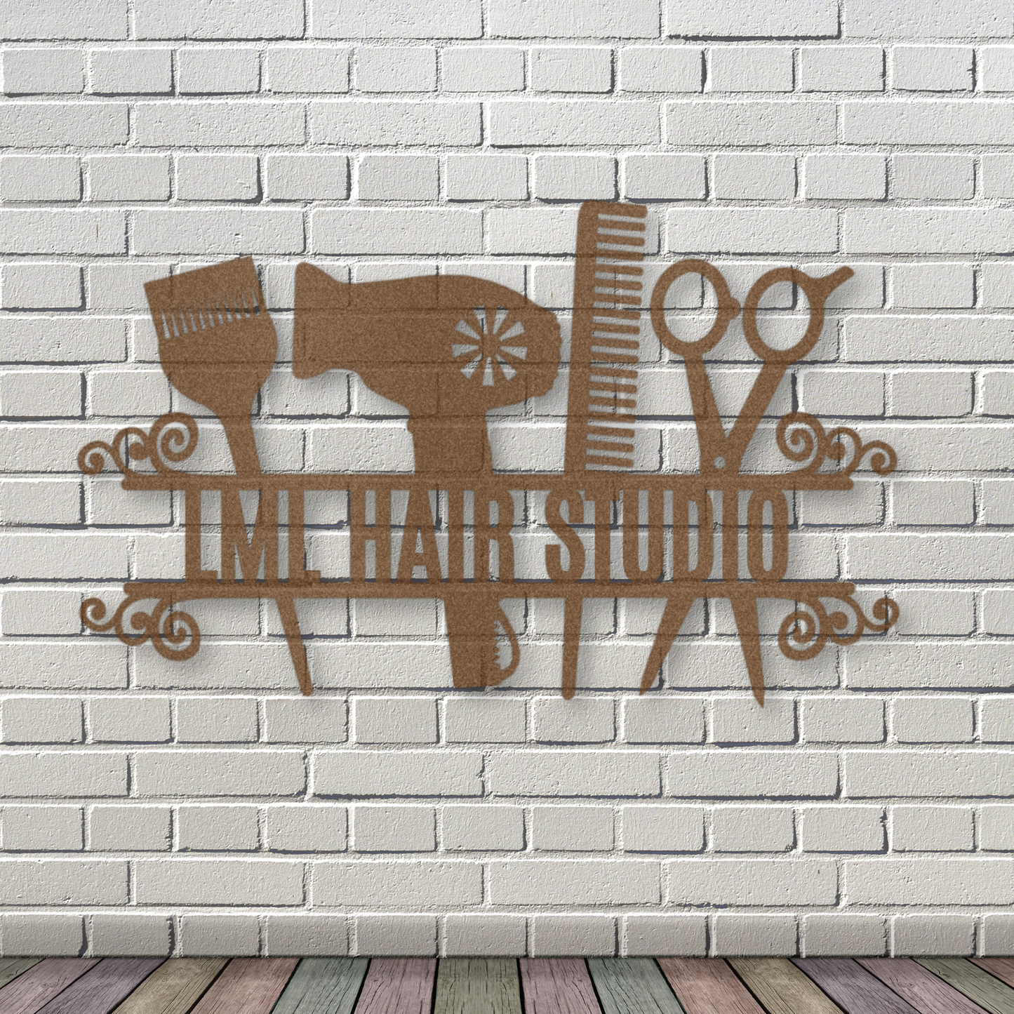 Personalized Hair Salon Monogram, Hairdresser Logo Powder Coated Steel Sign