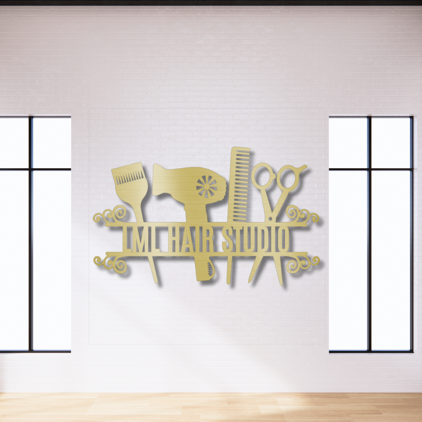 Personalized Hair Salon Monogram, Hairdresser Logo Powder Coated Steel Sign