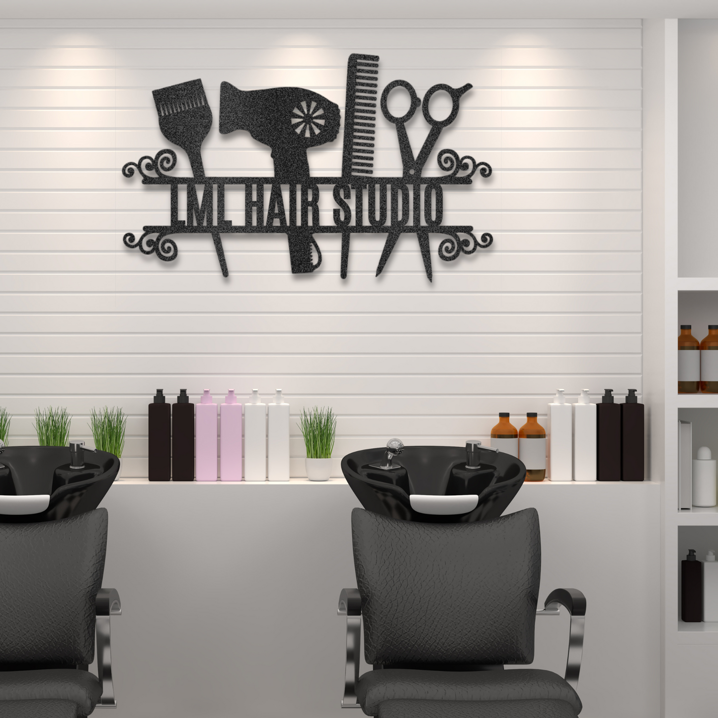 Personalized Hair Salon Monogram, Hairdresser Logo Powder Coated Steel Sign