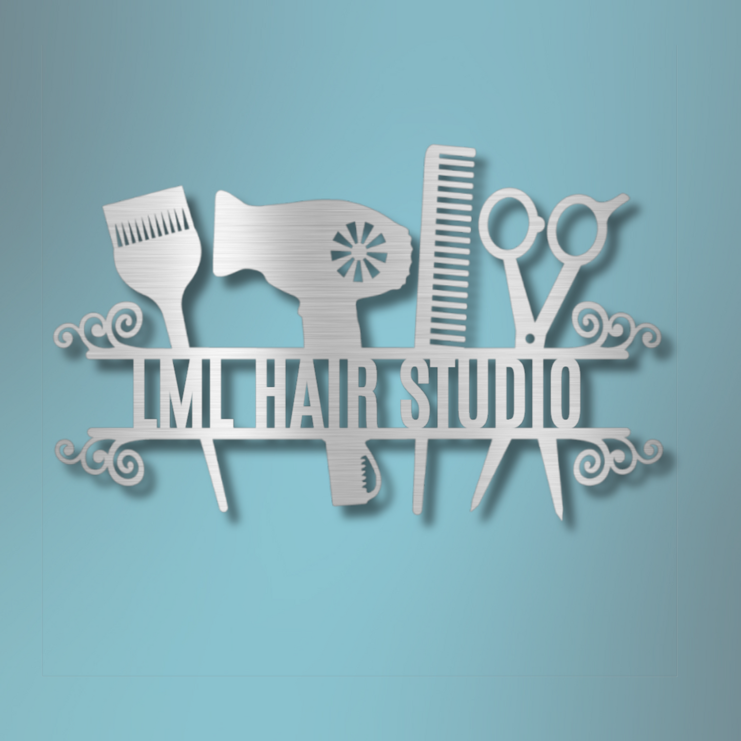 Personalized Hair Salon Monogram, Hairdresser Logo Powder Coated Steel Sign