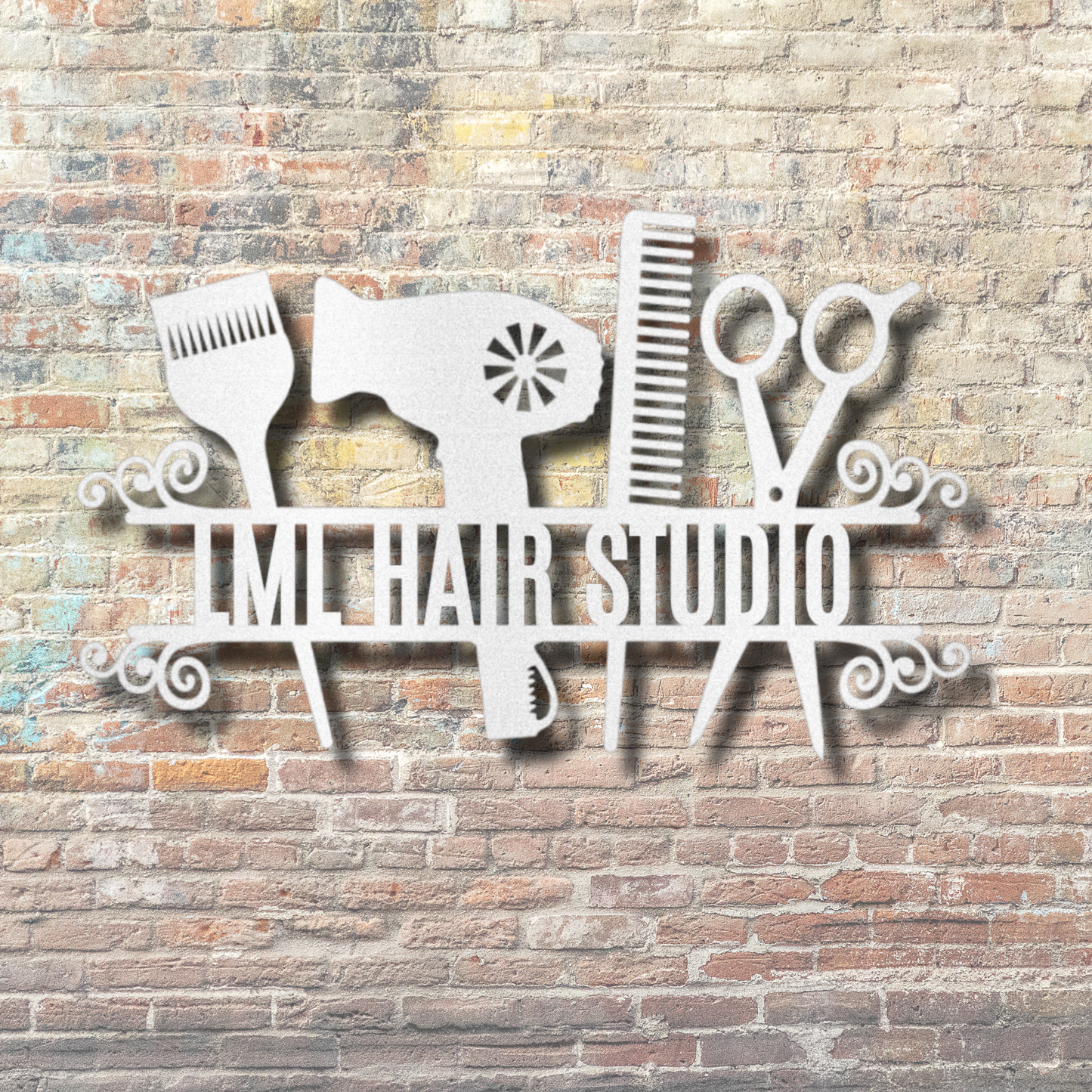 Personalized Hair Salon Monogram, Hairdresser Logo Powder Coated Steel Sign