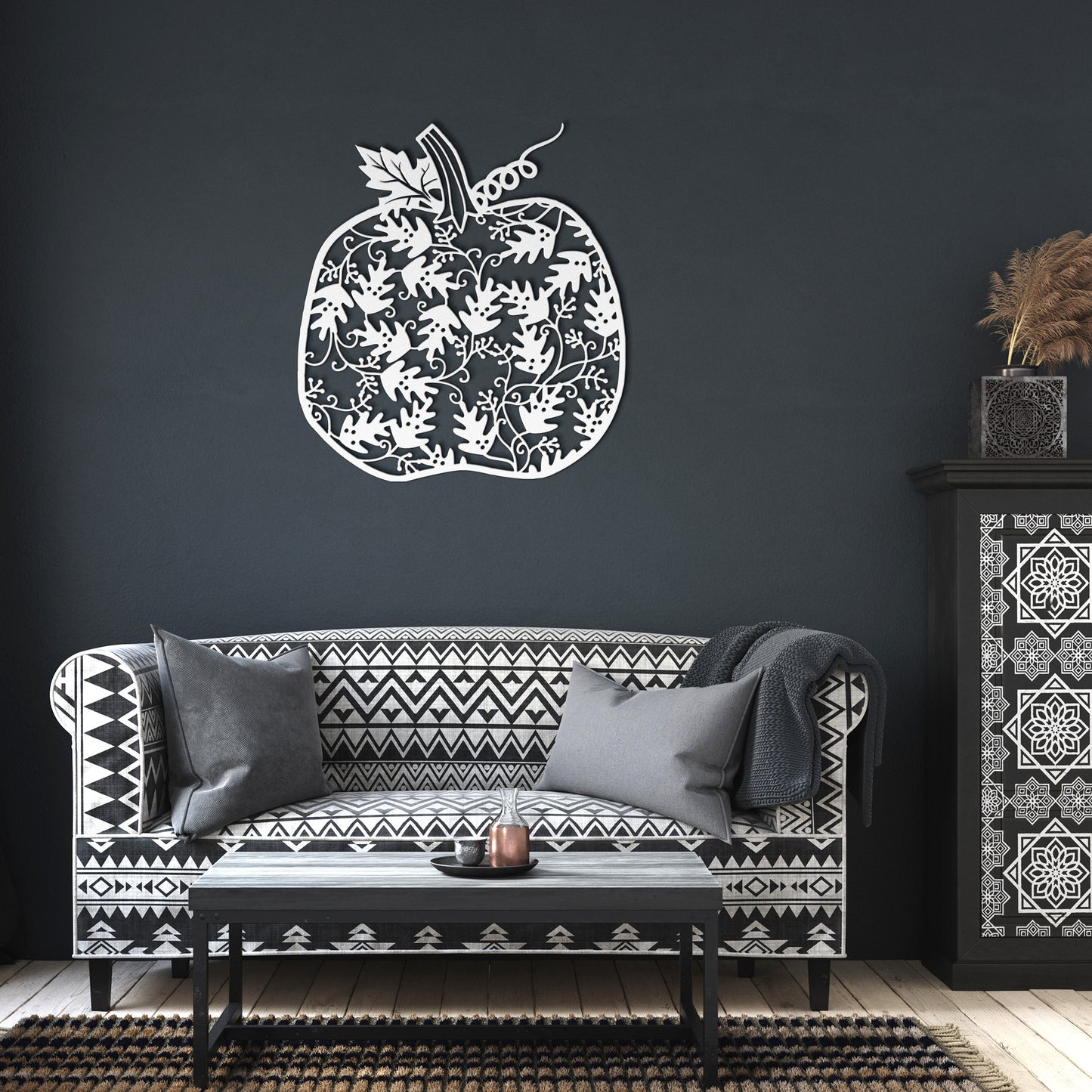 Lacy Fall Pumpkin Steel Sign