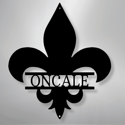 Classic Fleur De Lis Monogram - Steel Sign, Personalized Family Name Indoor Outdoor sign
