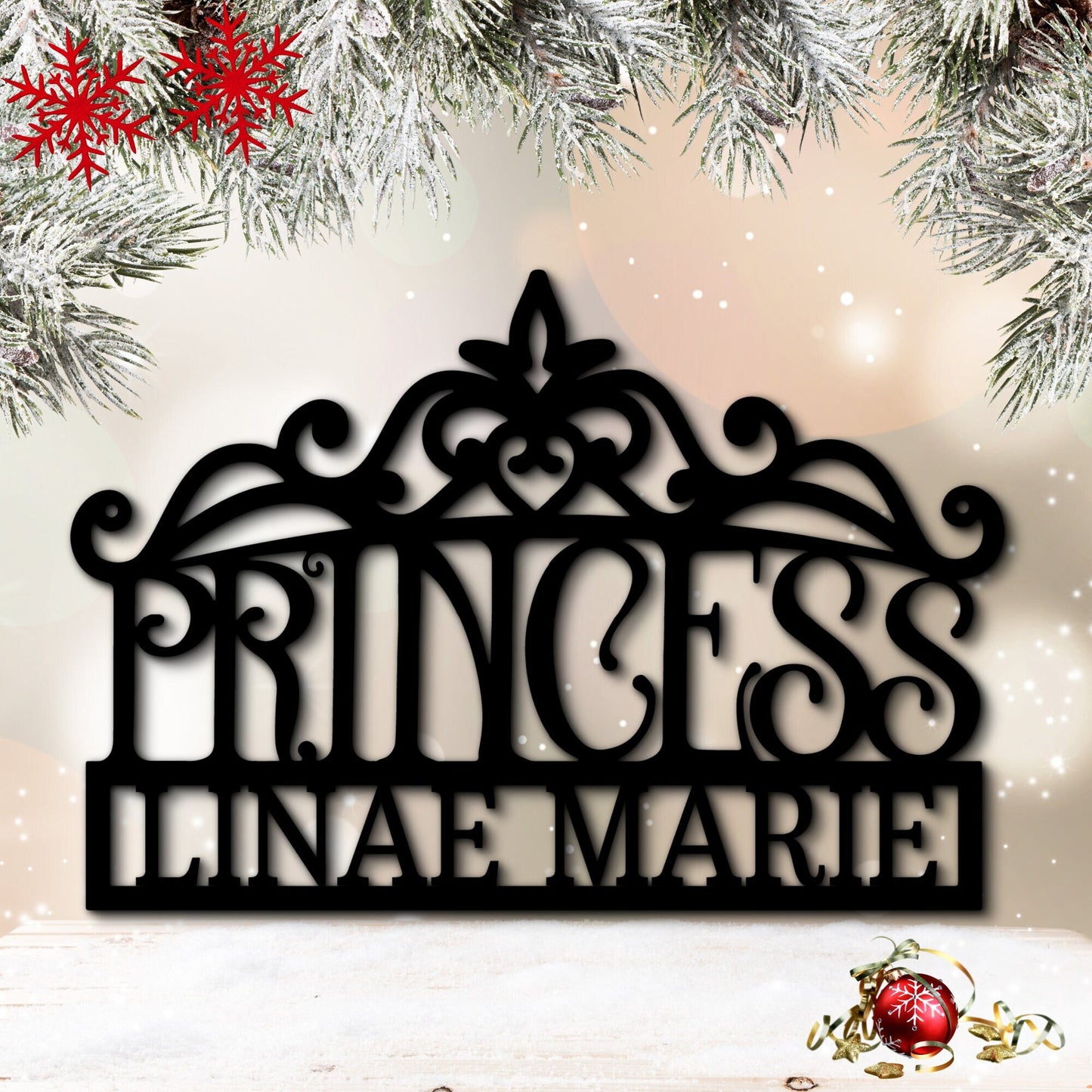 Princess Crown Monogram Steel Sign, Personalized Child's Room Sign Just for Her
