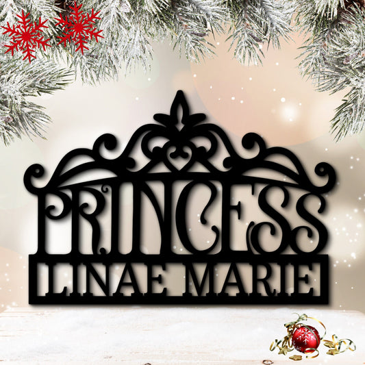 Princess Crown Monogram Steel Sign, Personalized Child's Room Sign Just for Her