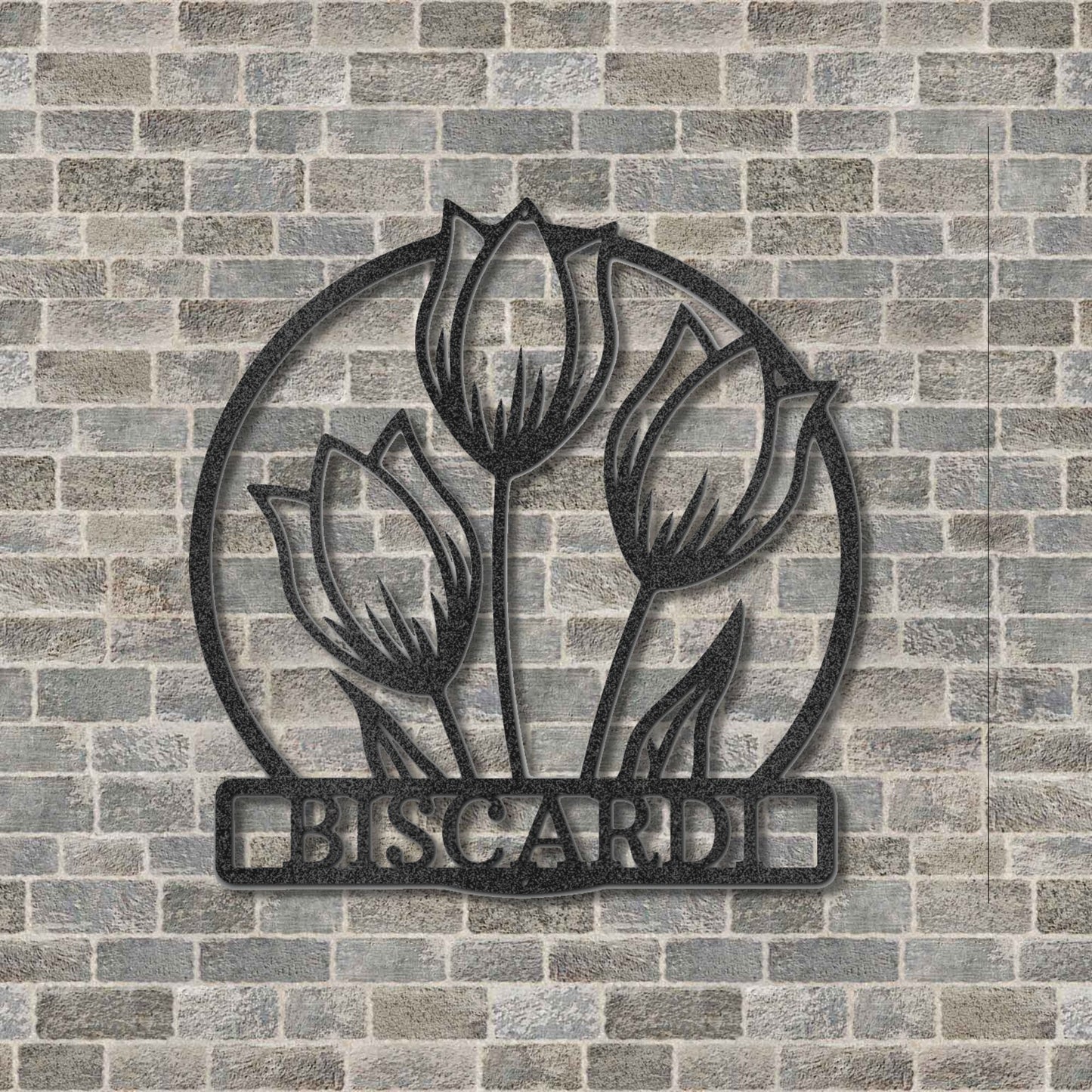 Wild Tulips Personalized Monogram Steel Sign, Family Name Steel Sign with Tulip Flowers