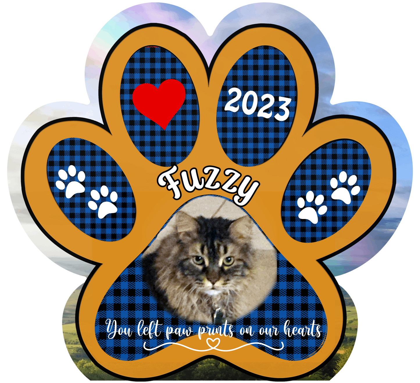 Paw Print Acrylic Plaque with Wooden Base