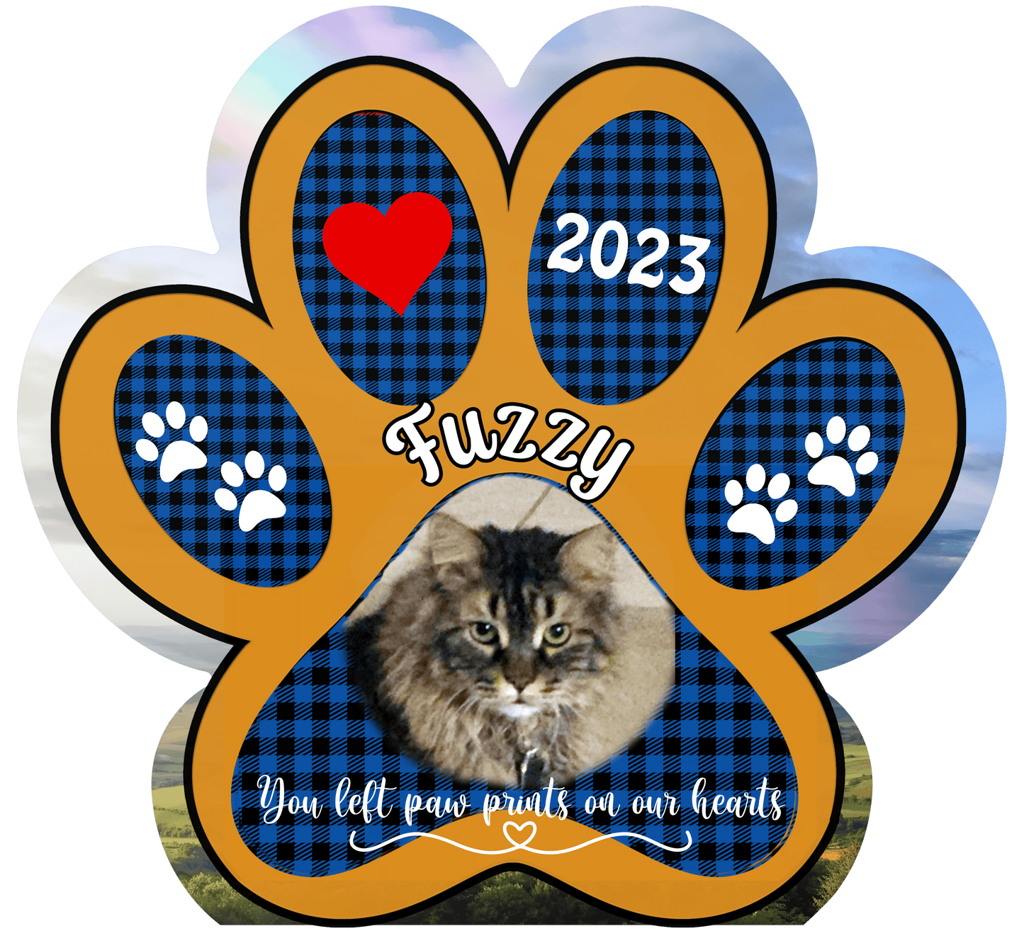 Paw Print Acrylic Plaque with Wooden Base