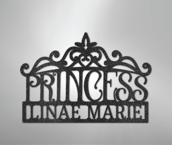 Princess Crown Monogram Steel Sign, Personalized Child's Room Sign Just for Her