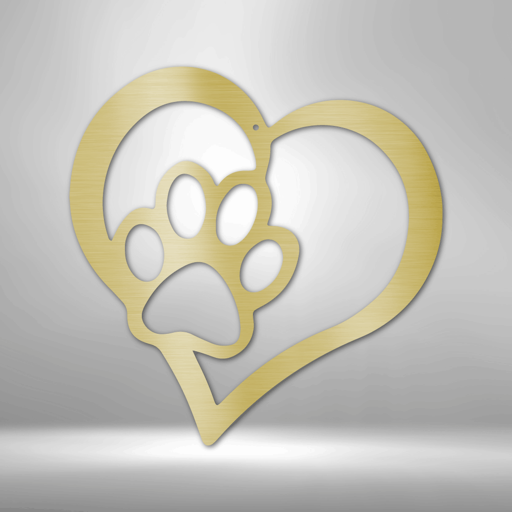 Pet Love - Pet Paw Print Heart Steel Sign
