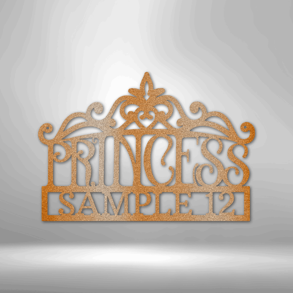 Princess Crown Monogram Steel Sign, Personalized Child's Room Sign Just for Her
