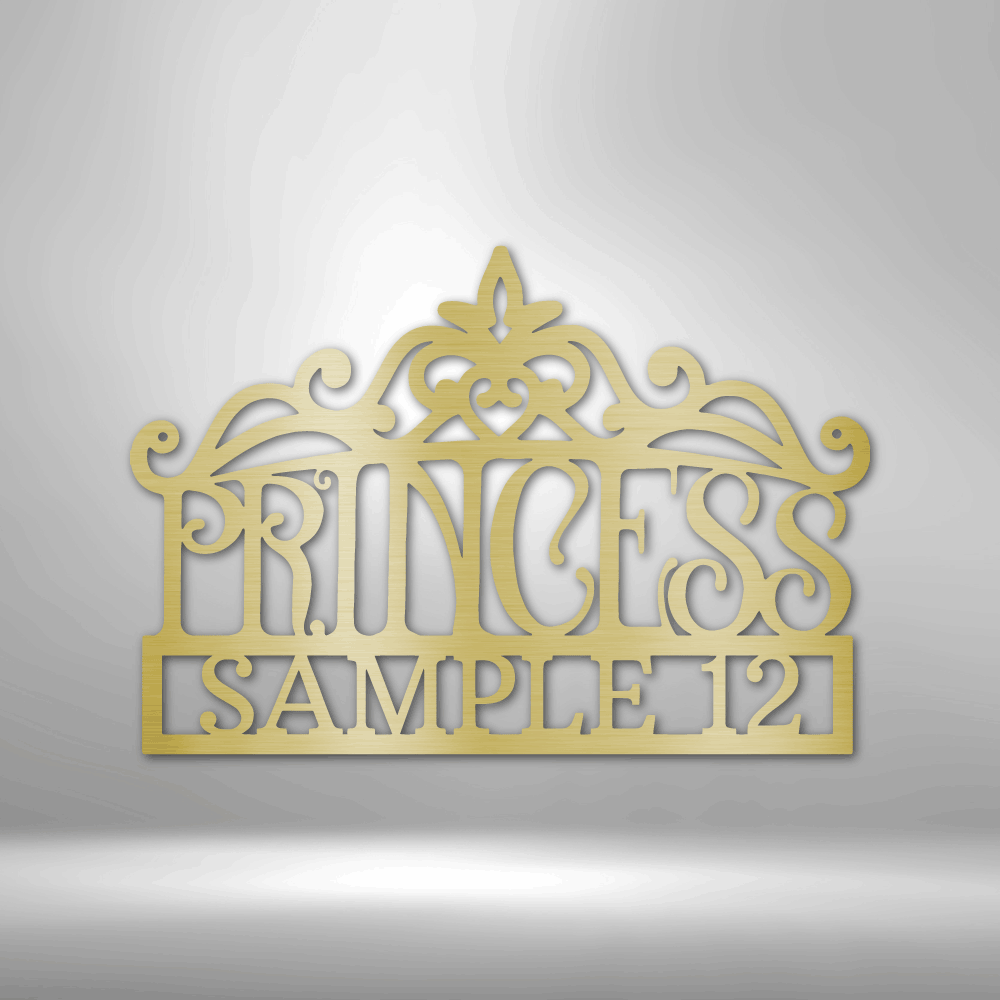 Princess Crown Monogram Steel Sign, Personalized Child's Room Sign Just for Her