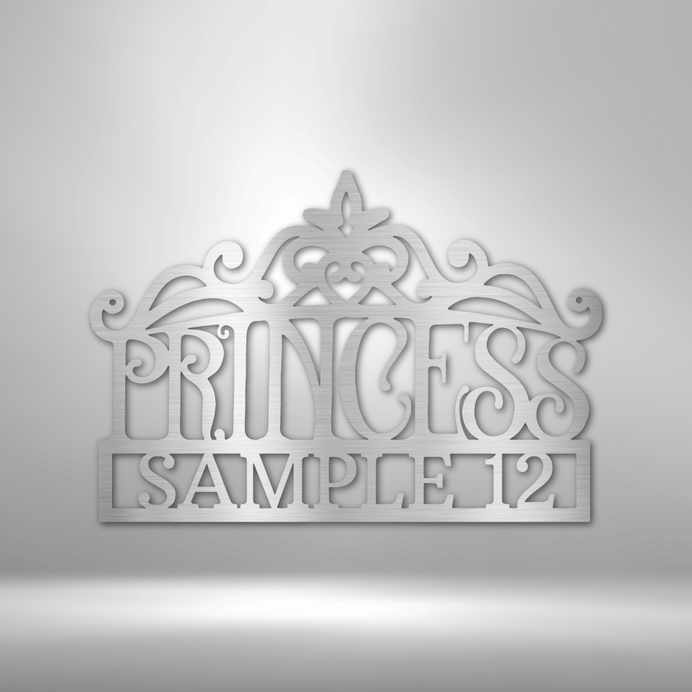 Princess Crown Monogram Steel Sign, Personalized Child's Room Sign Just for Her