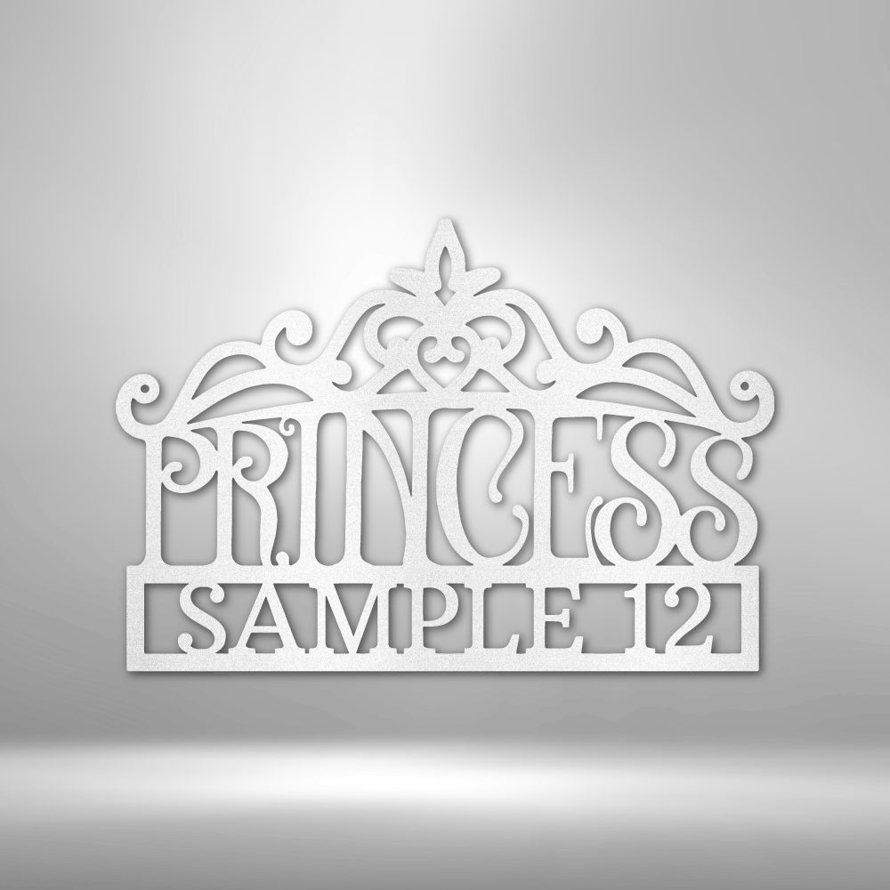 Princess Crown Monogram Steel Sign, Personalized Child's Room Sign Just for Her