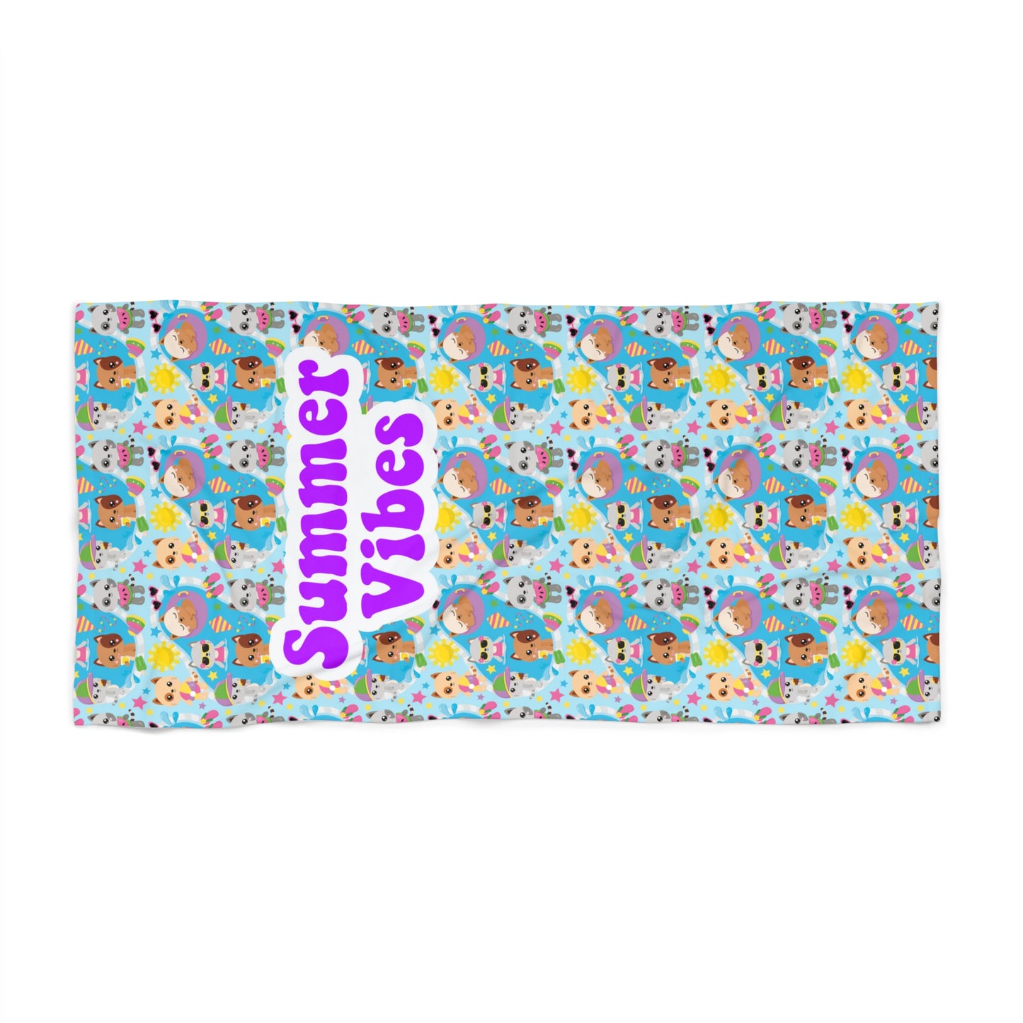 Summer Vibes Cool Cats Beach Towel