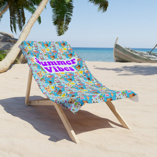 Summer Vibes Cool Cats Beach Towel