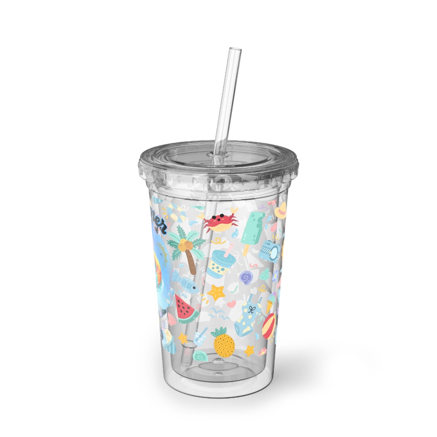 Summer Vibes Beachy Acrylic Cup with Straw