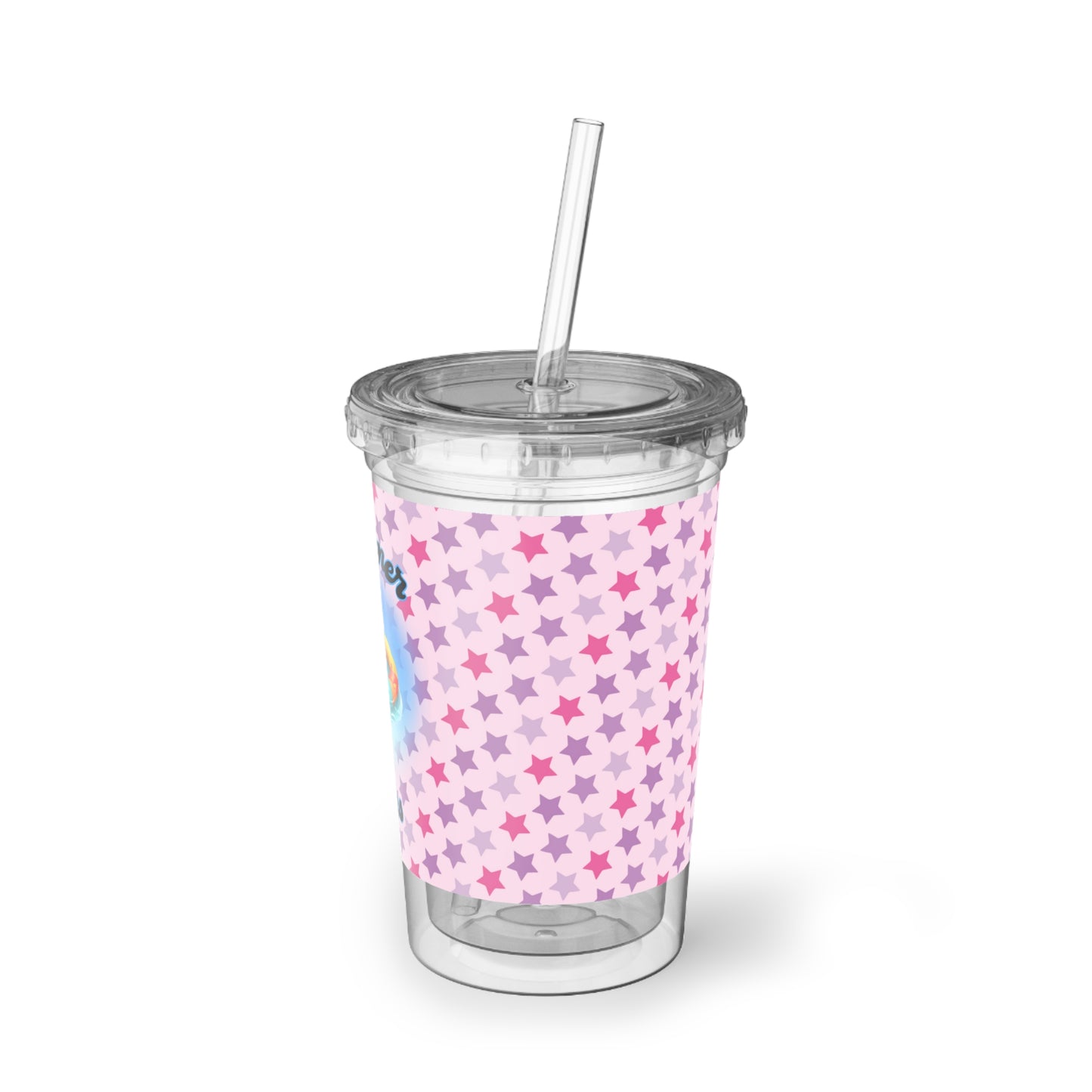 Summer Vibes Cool Cat 16 oz Acrylic Cup with Straw