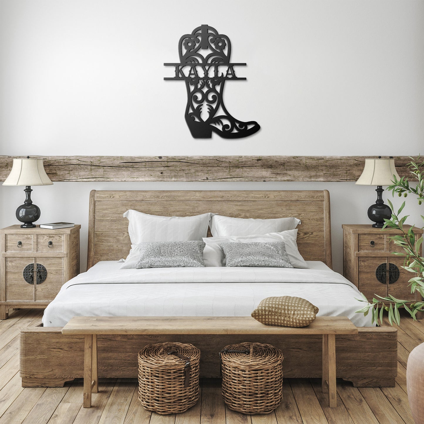 Cowgirl or Cowboy Boot Monogram Metal Sign