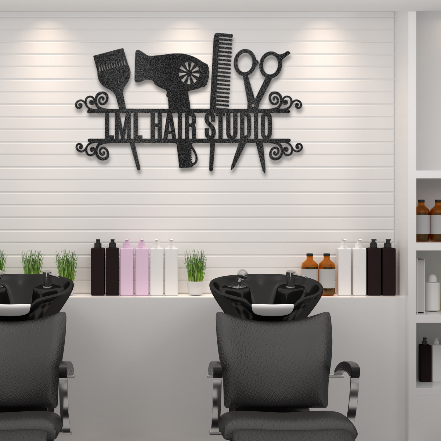 Personalized Hair Salon Monogram, Hairdresser Logo Steel Sign