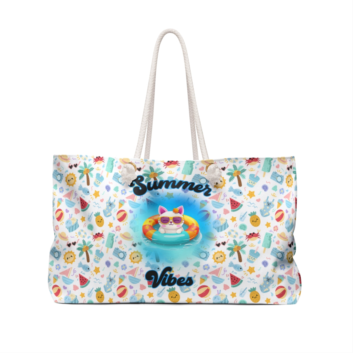 Summer Vibes Cool Cat Beachy Weekender Bag