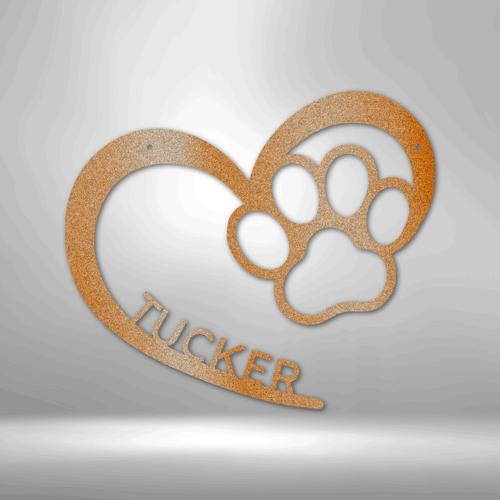 Pet Love Monogram Metal Wall Art, Personalized Heart with Your Pet's Name