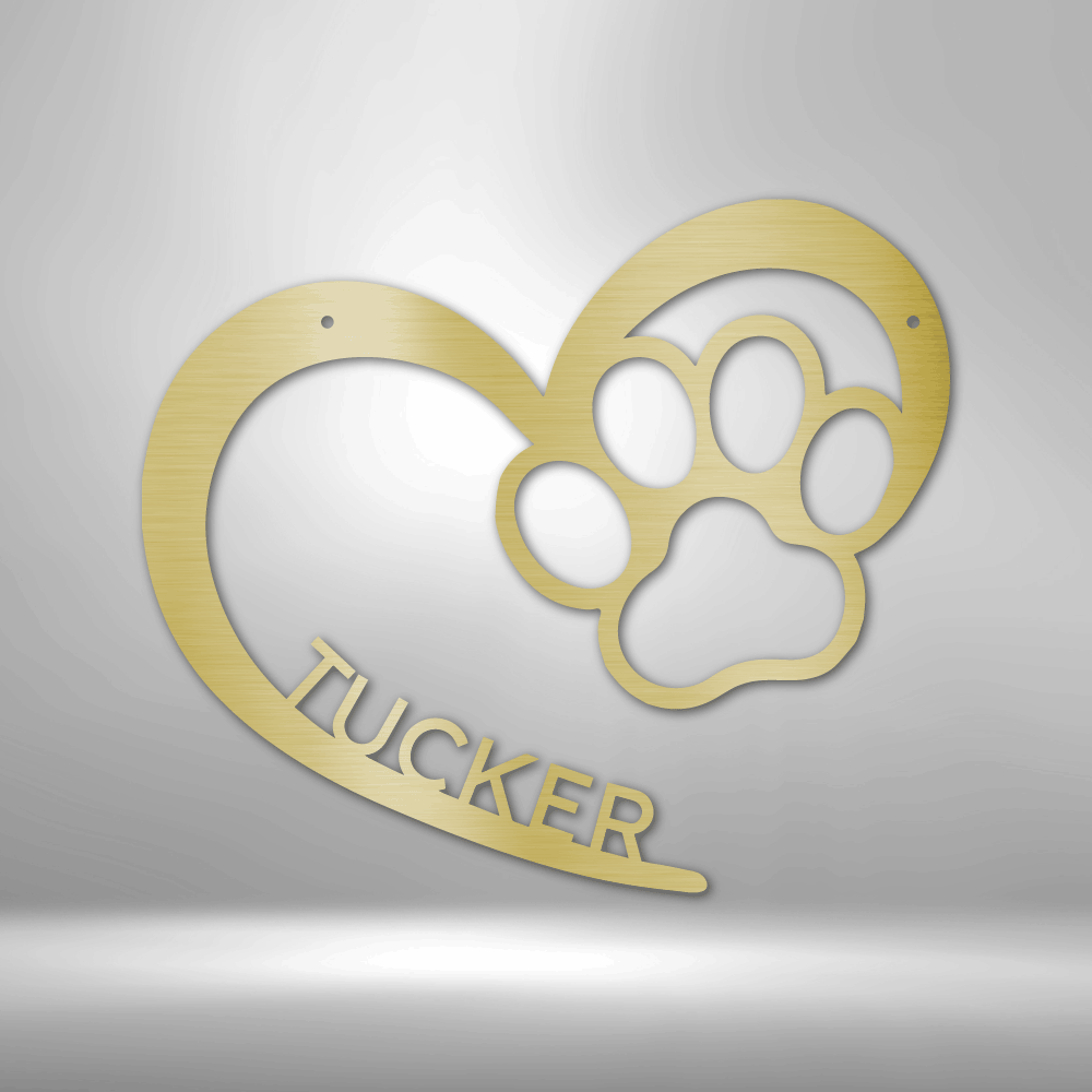 Pet Love Monogram Metal Wall Art, Personalized Heart with Your Pet's Name