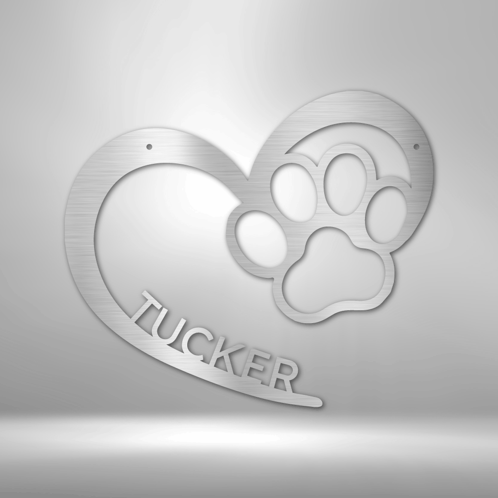 Pet Love Monogram Metal Wall Art, Personalized Heart with Your Pet's Name