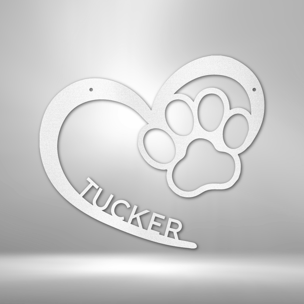 Pet Love Monogram Metal Wall Art, Personalized Heart with Your Pet's Name