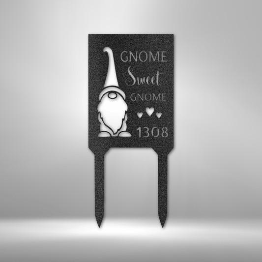 Gnome Home - Steel Stake Address Sign for Yard