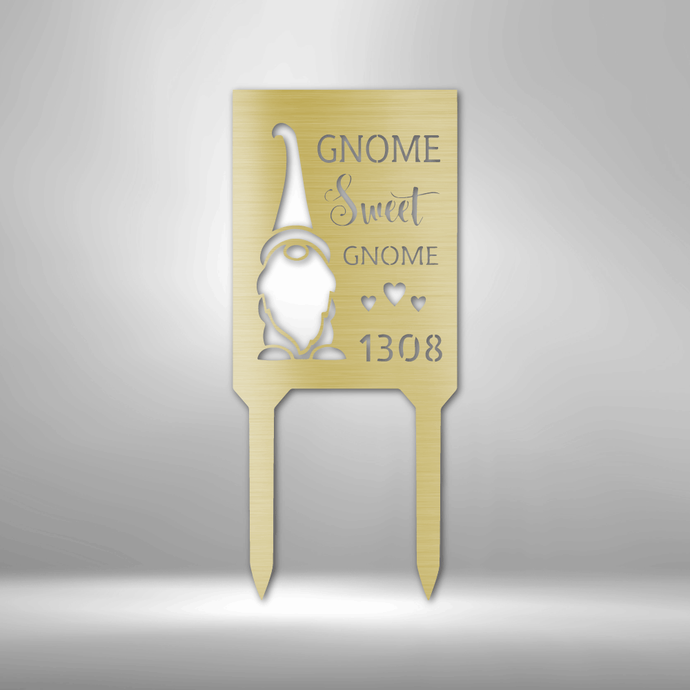 Gnome Home - Steel Stake Address Sign for Yard