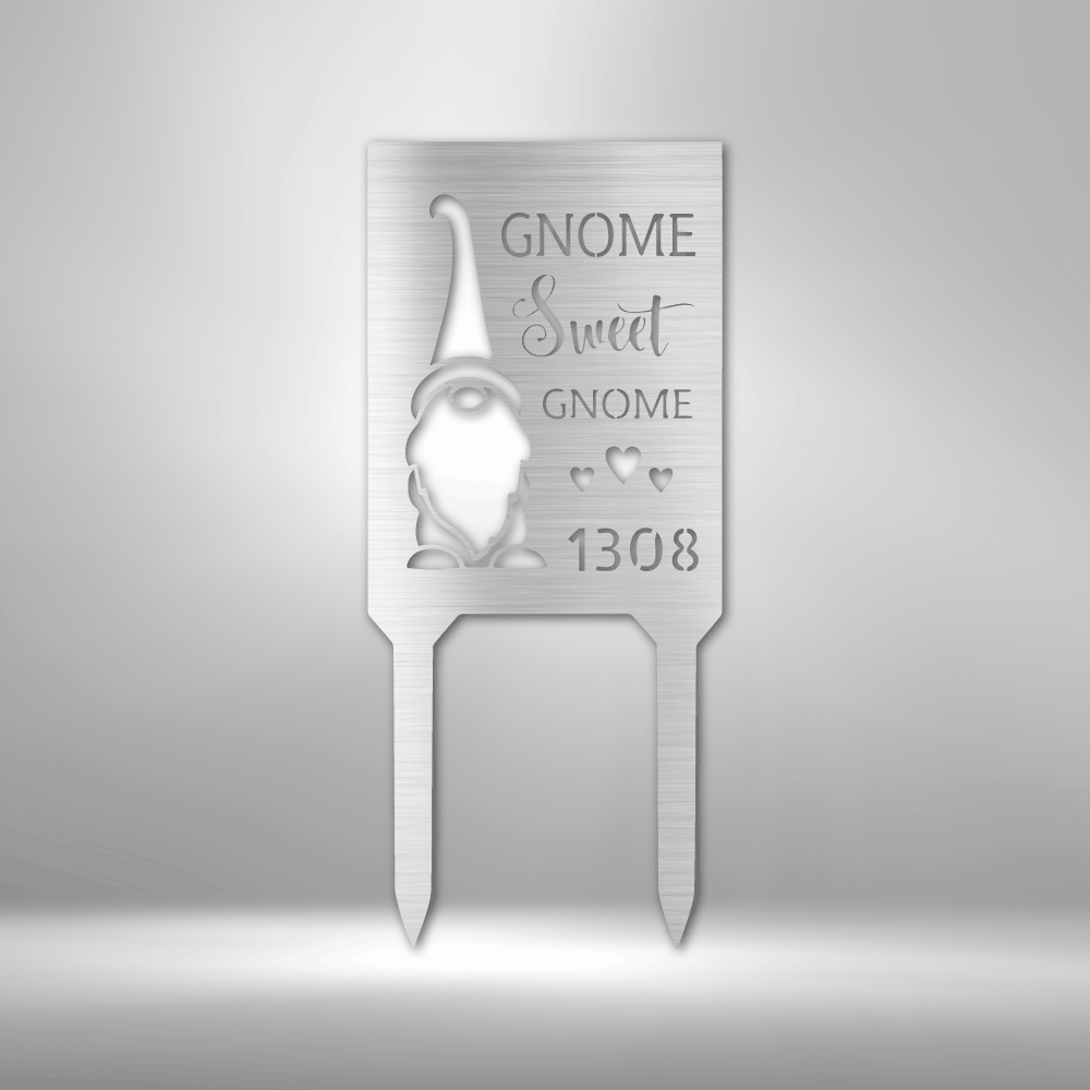 Gnome Home - Steel Stake Address Sign for Yard