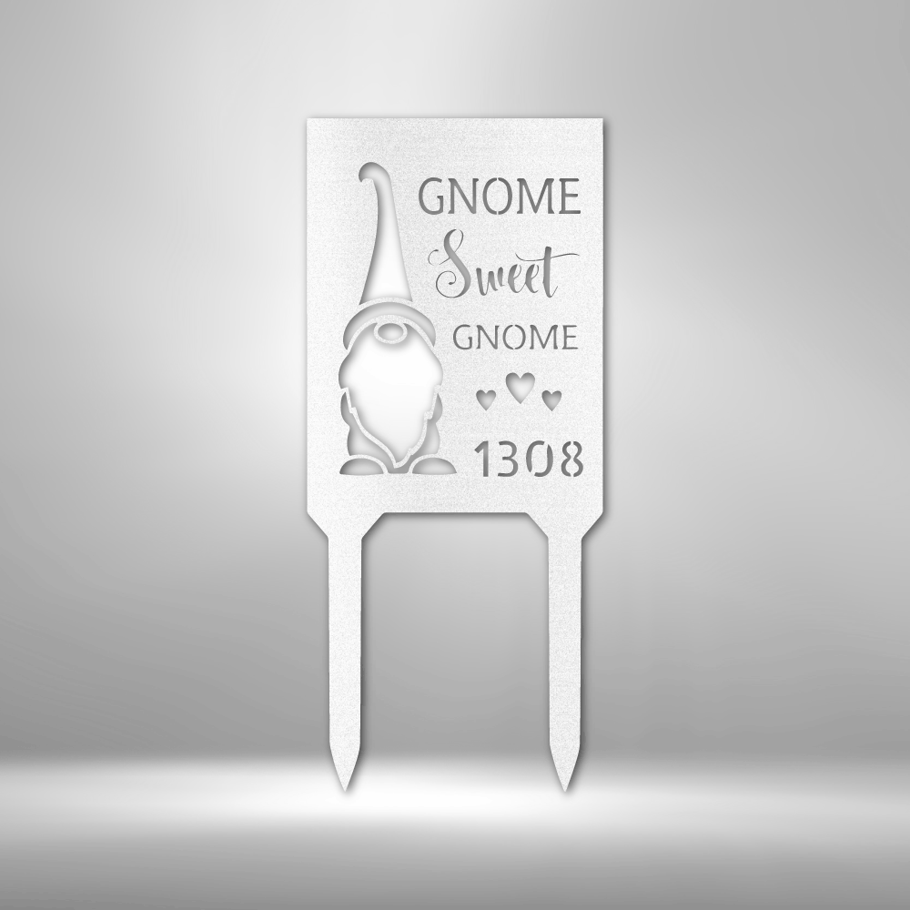 Gnome Home - Steel Stake Address Sign for Yard